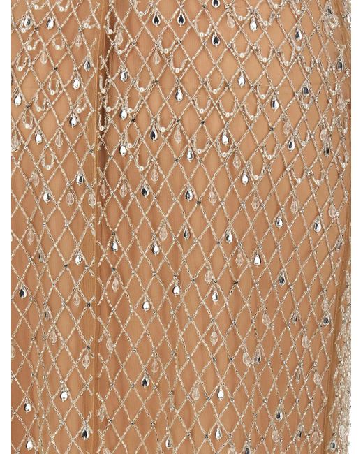 Elisabetta Franchi ビジュートリム マキシドレス Natural