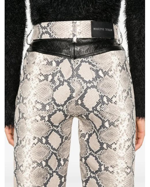 MARINE SERRE Natural Python-Print Trousers