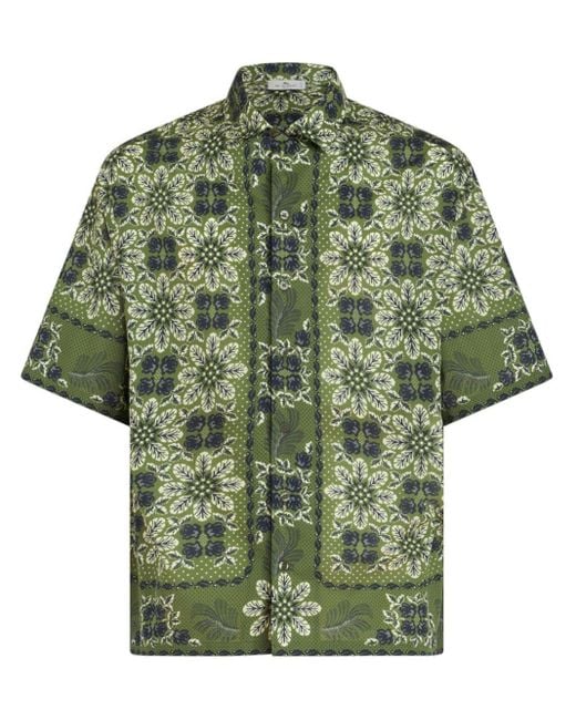 Camisa con estampado floral Etro de hombre de color Green