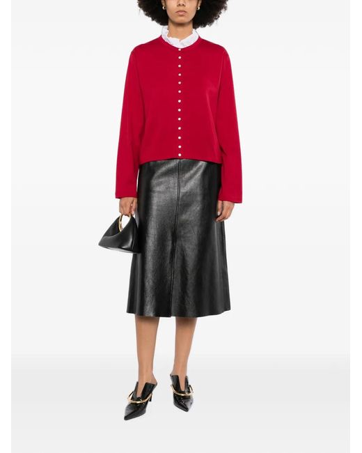 Agnes B. Red Snap-Button Cardigan