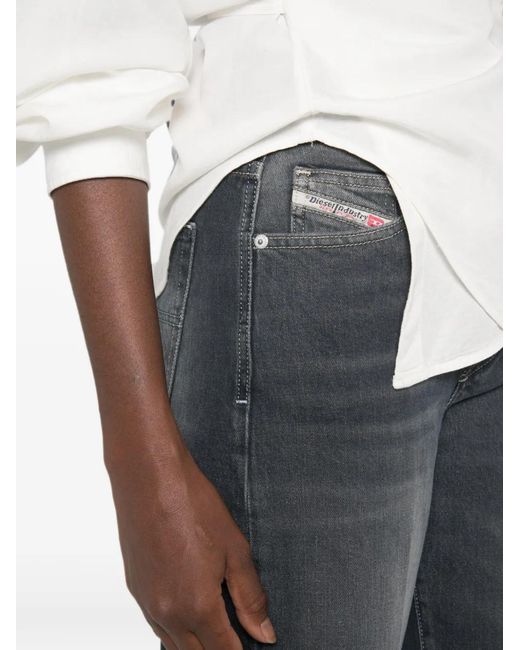 DIESEL Gray Faded-Effect Straight-Leg Jeans