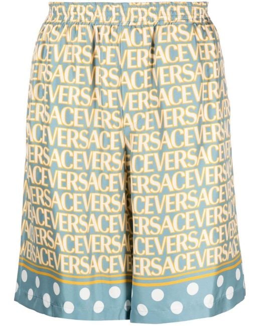 Versace Versace Allover-print silk shorts - Blue
