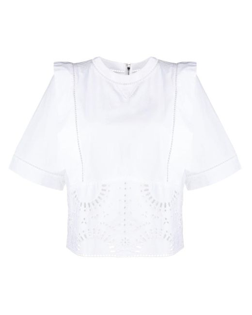 Boss White Broderie-anglaise Cotton Blouse