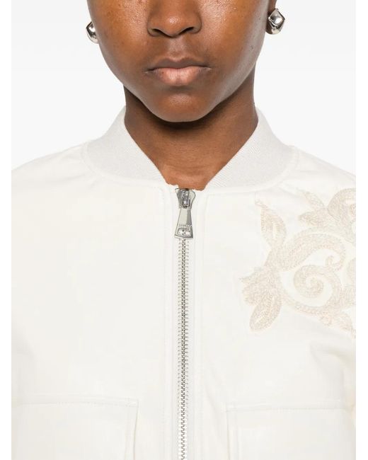 ERMANNO FIRENZE White Embroidered Bomber Jacket