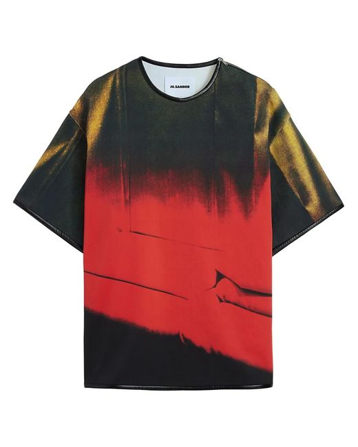 Jil Sander Red Printed T-Shirt for men