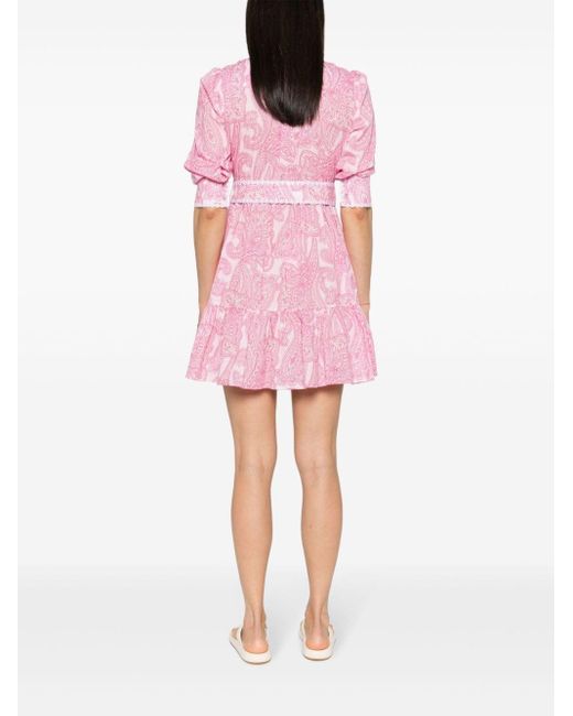 Mc2 Saint Barth Pink Bandana-print Cotton Mini Dress