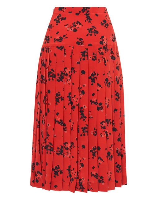 Alessandra Rich Red Rose-print Silk Skirt - Women's - Elastane/silk/acetate