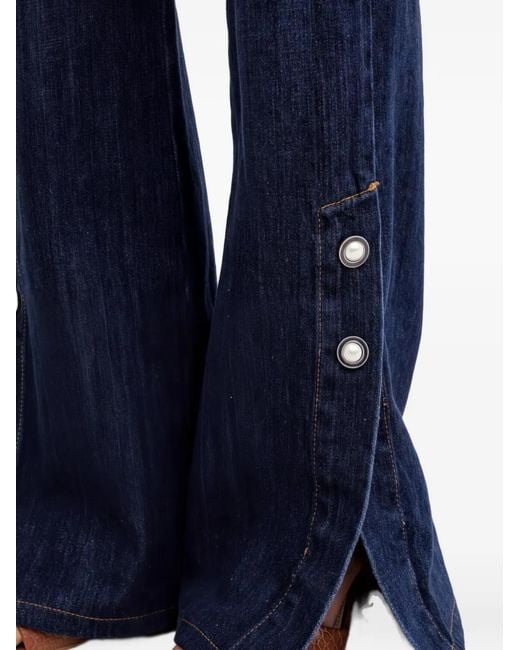 Twinset Blue Buttoned-Slit Jeans