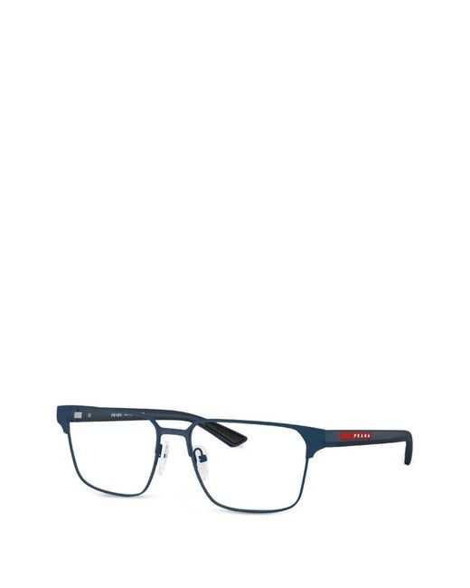Prada Linea Rossa White Geometric-Frame Glasses