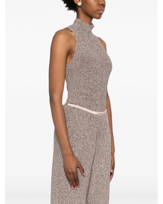 Forte_forte Gray Metallic-Threading Top