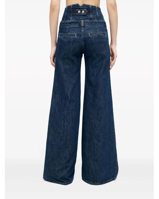 Re/done Blue Corset-Waist Wide-Leg Jeans