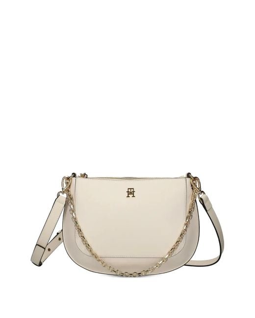 Tommy Hilfiger White Logo Chain Shoulder Bag