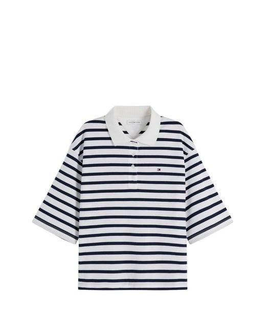 Tommy Hilfiger Blue Striped Short-Sleeve Polo Shirt