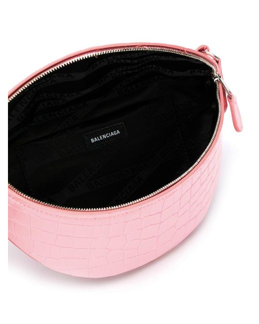 Balenciaga Pink Crocodile-embossed Belt Bag