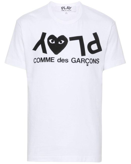COMME DES GARÇONS PLAY White Logo-print Cotton T-shirt for men