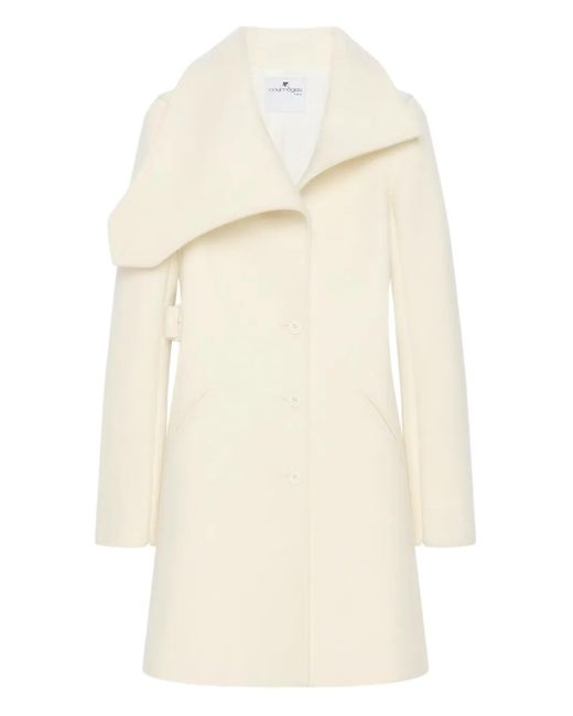 Courreges White Asymmetrical Collar Coat