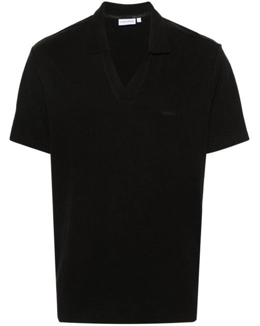 Polo à détail de logo Calvin Klein pour homme en coloris Black