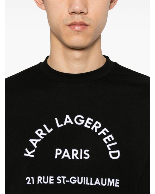 Karl Lagerfeld T-shirt Met Geborduurd Logo in het Black voor heren