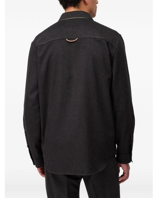 RETORI Black Patch-Pocket Shirt Jacket for men