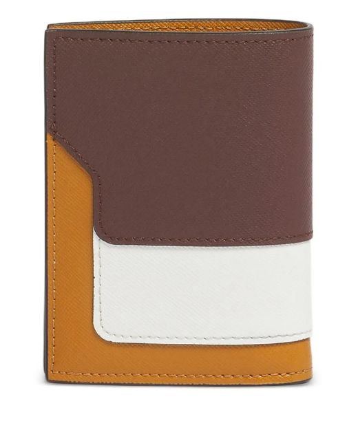 Marni Brown Saffiano Leather Bi-Fold Wallet