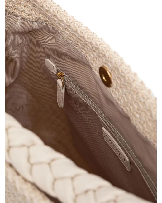 Twinset Natural Handtasche Mit Flechtriemen
