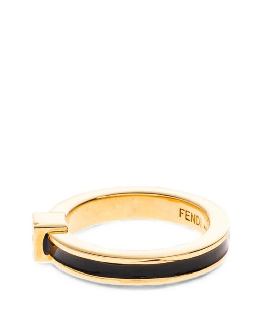 Fendi Metallic Ff Ring Mit Emaille-Detail