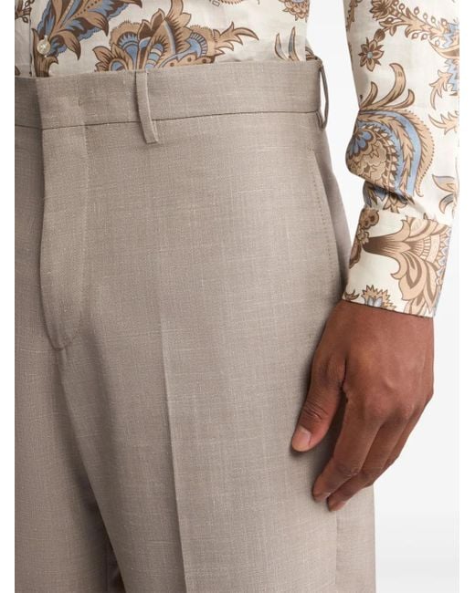 Etro Natural Pressed-Crease Trousers for men