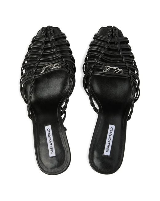 Karl Lagerfeld Black Debutante Leather Sandals
