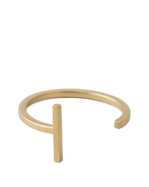 Design Letters Metallic Open-Band Bar Ring