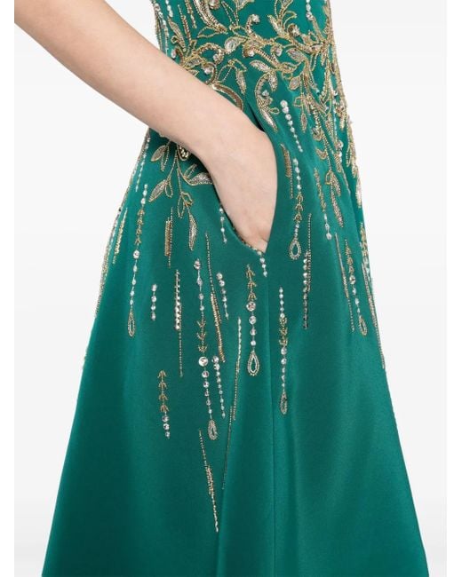 Saiid Kobeisy Green Crepe Beaded Dress