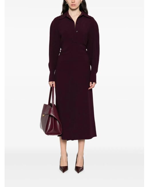 Victoria Beckham Purple Puff-sleeve Midi Dress