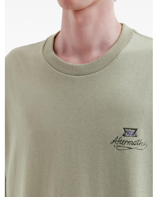 AFTERMATHS Green Logo-Print Cotton T-Shirt for men