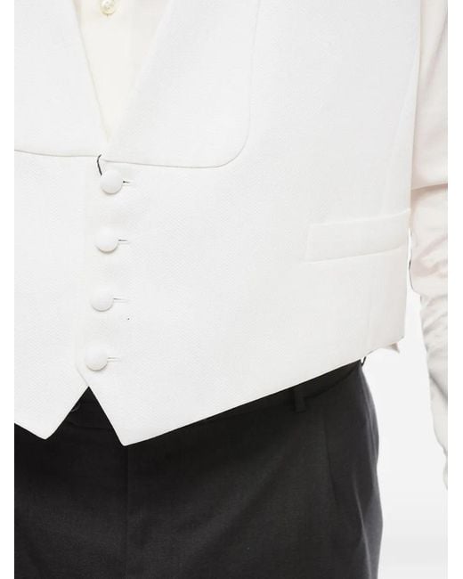 Corneliani White Single-Breasted Embroidered Waistcoat for men