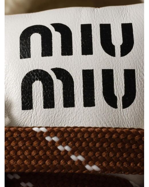 Miu Miu Brown Shearling-Trim Suede Sneakers