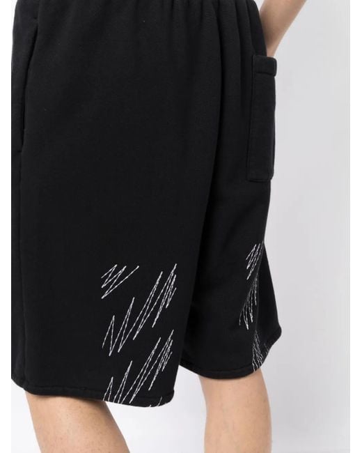 Off-White c/o Virgil Abloh Black Stitch Diag Cotton Track Shorts for men
