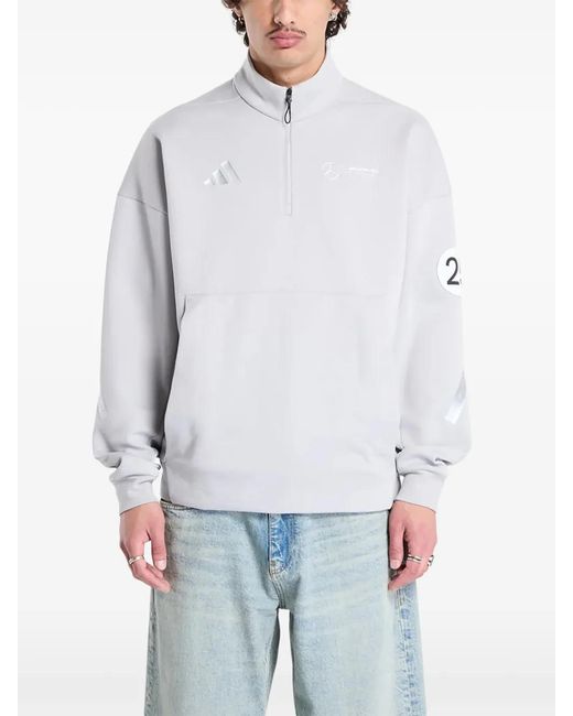 Adidas White X Mercedes Amg Petronas Formula One Team Half-Zip Sweatshirt for men