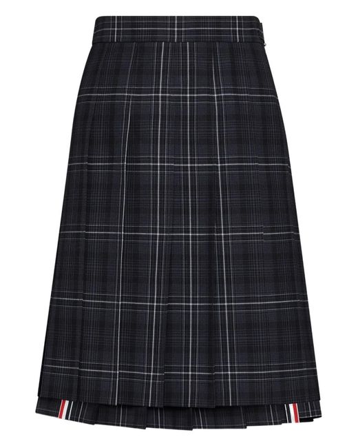 Thom Browne Blue Minijupe Plissée À Carreaux