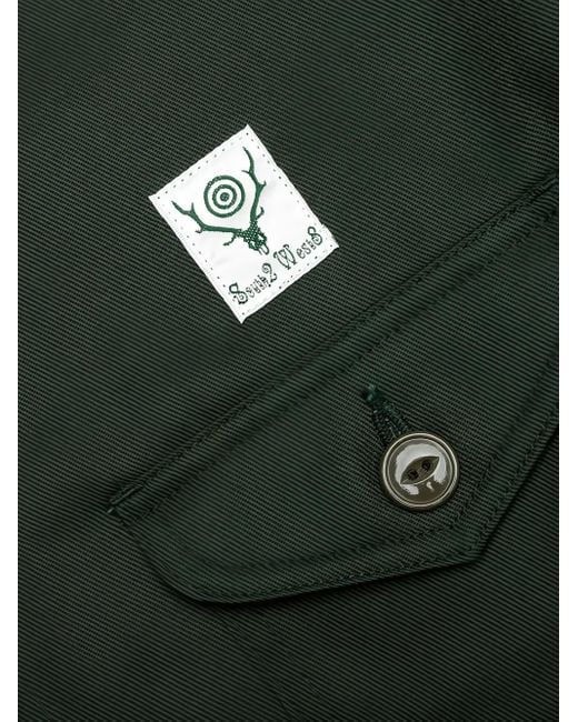 South2 West8 Green Logo-Patch Overshirt for men