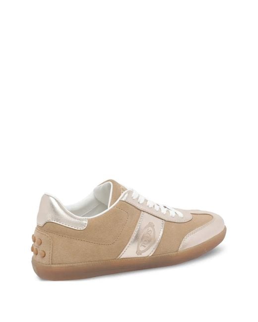 Tod's White Tab Logo Suede Sneakers