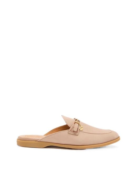 Tod's Pink Buckle-Detail Logo-Charm Mules