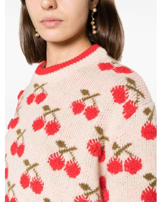 LaDoubleJ Red Cherry Intarsia-knit Jumper