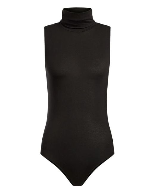 12 STOREEZ Black Turtleneck Sleeveless Bodysuit