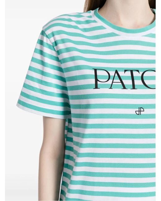 Patou Blue Striped Logo-Print T-Shirt