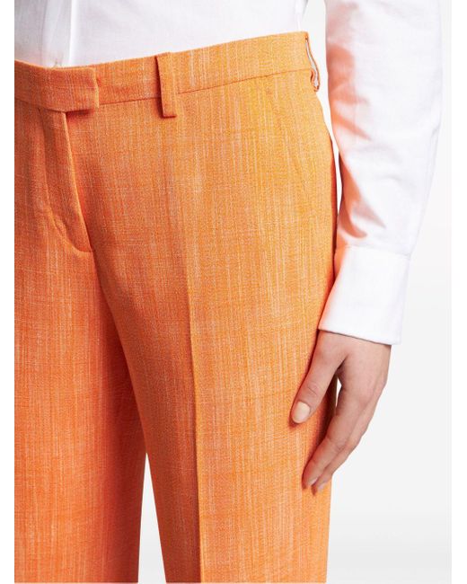 Etro Orange Slub-texture Tailored Trousers