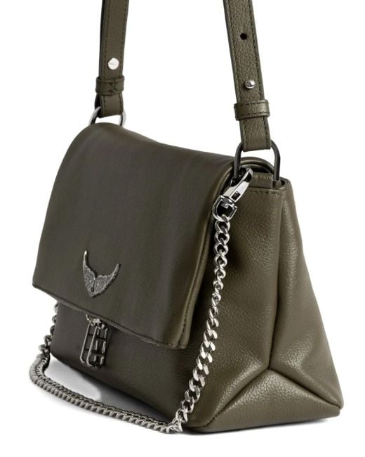 Zadig & Voltaire Gray Rocky Wings Chain-Strap Shoulder Bag