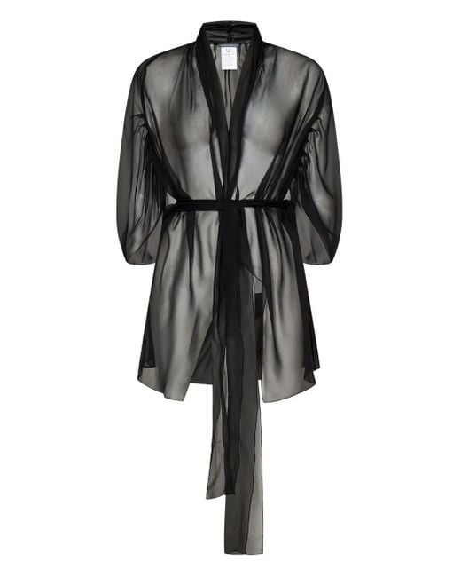 Alberta Ferretti ベルテッド シルクジャケット Black