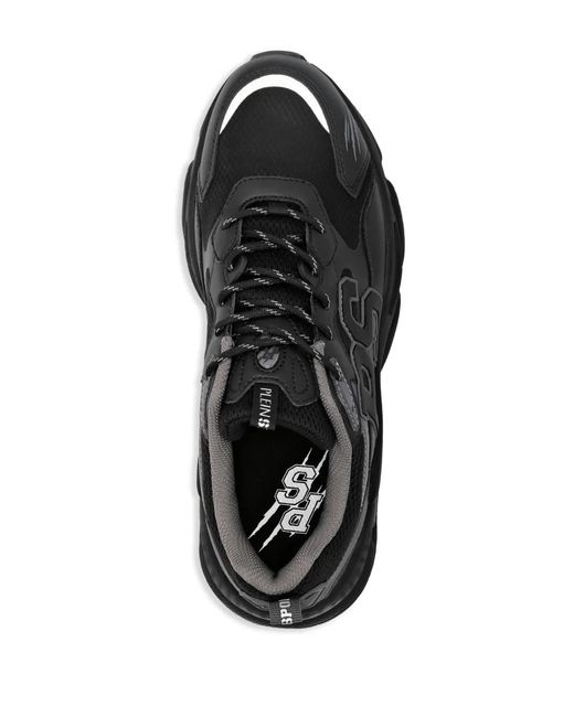 Philipp Plein Black Lo-Top Logo-Patch Sneakers