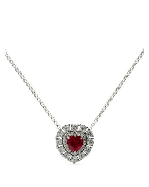 Juwelina Paris White Ember Ruby Necklace