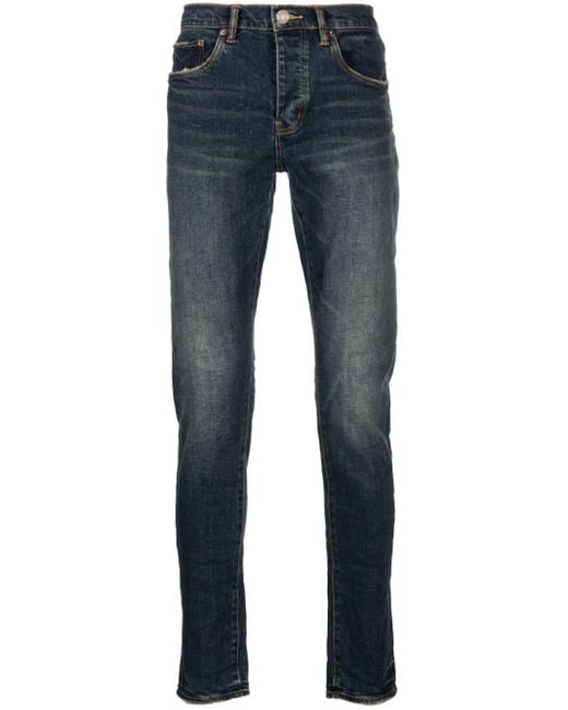 Purple Brand Blue P001 Low-rise Slim-leg Jeans for men