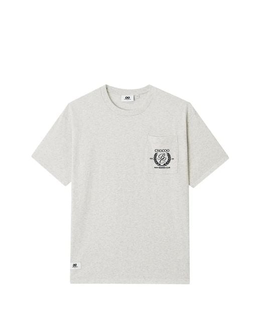 Chocoolate White Patch-Pocket Embroidered T-Shirt for men